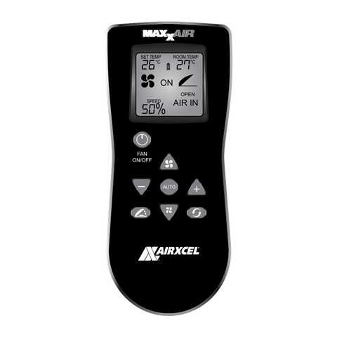 MaxxFan Plus with Thermostat, Power Lift, Rain Sensor and Remote